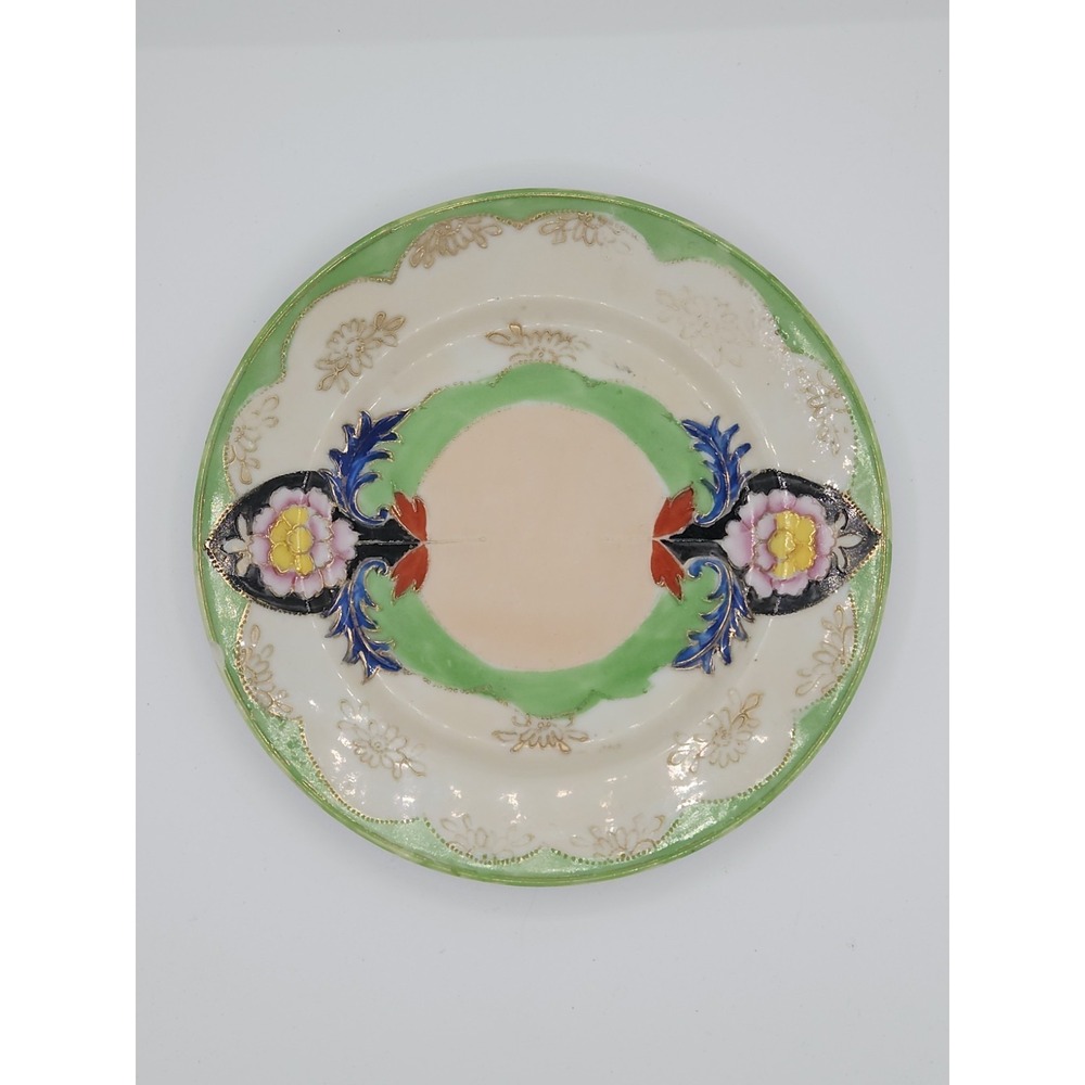 Vintage Mepoco Ware Porcelain Plate Japan Rare Green Blue Pattern‎